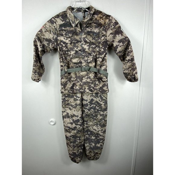 Boys Size 7 ARMY CAMO UNIFORM Halloween Costume Cospl￼ay Rambo Hallows Eve - Picture 1 of 6